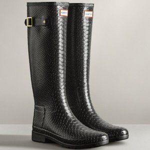 HUNTER Women's Refined Slim Fit Tall Scale Texture Gloss Rain Boots
